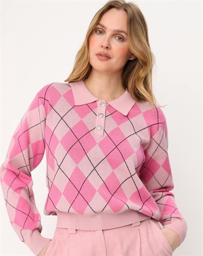 Cras Cph - Lovemycras Pullover - Pink Argyle